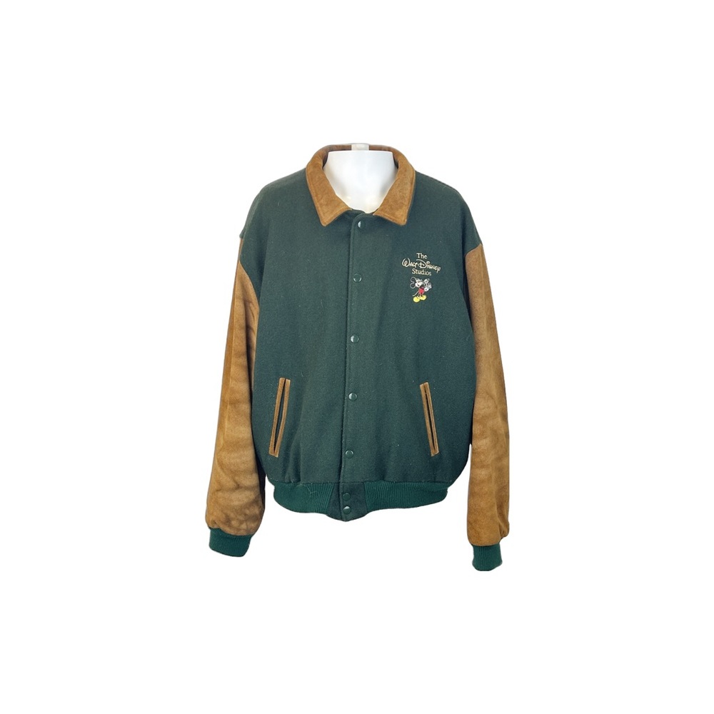 VINTAGE GREEN SUEDE WALT DISNEY STUDIOS BOMBER JACKET - Picture 1 of 4